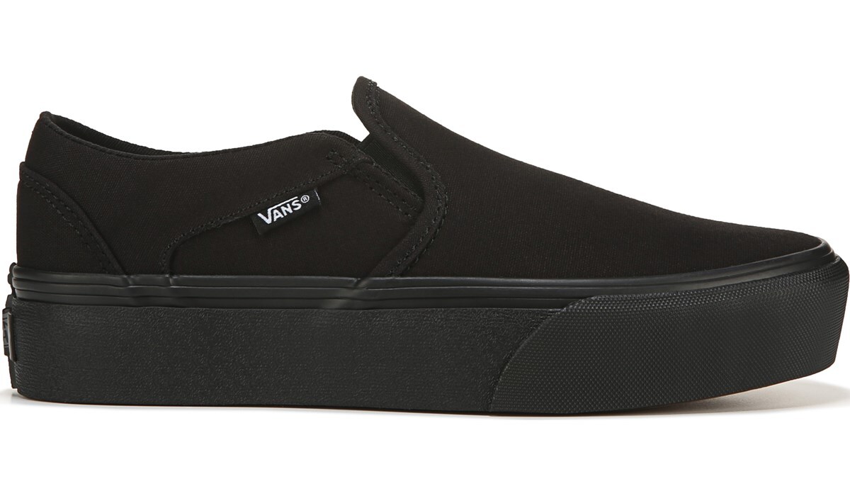 all black vans womens slip on