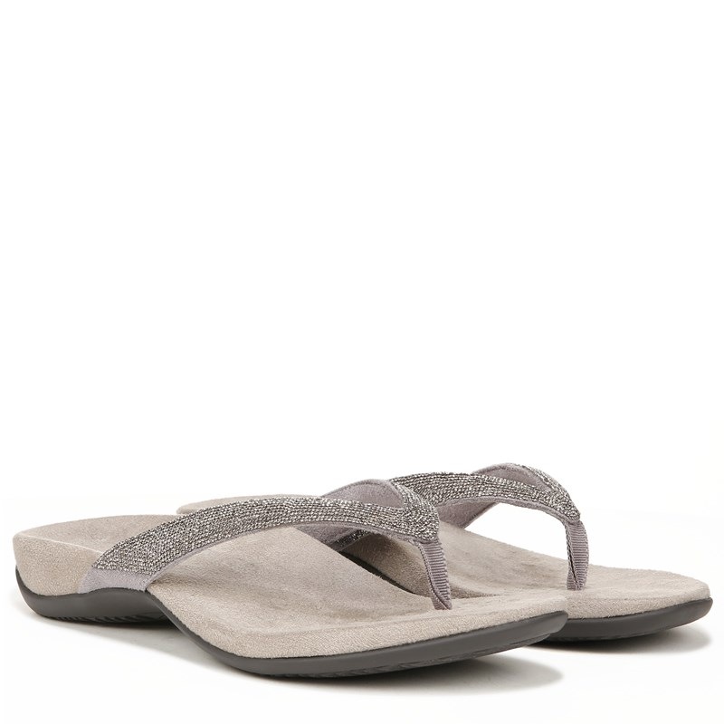 Vionic Women's Dillon Medium/Wide Flip Flop Sandals (Grey Fabric) - Size 7.5 W