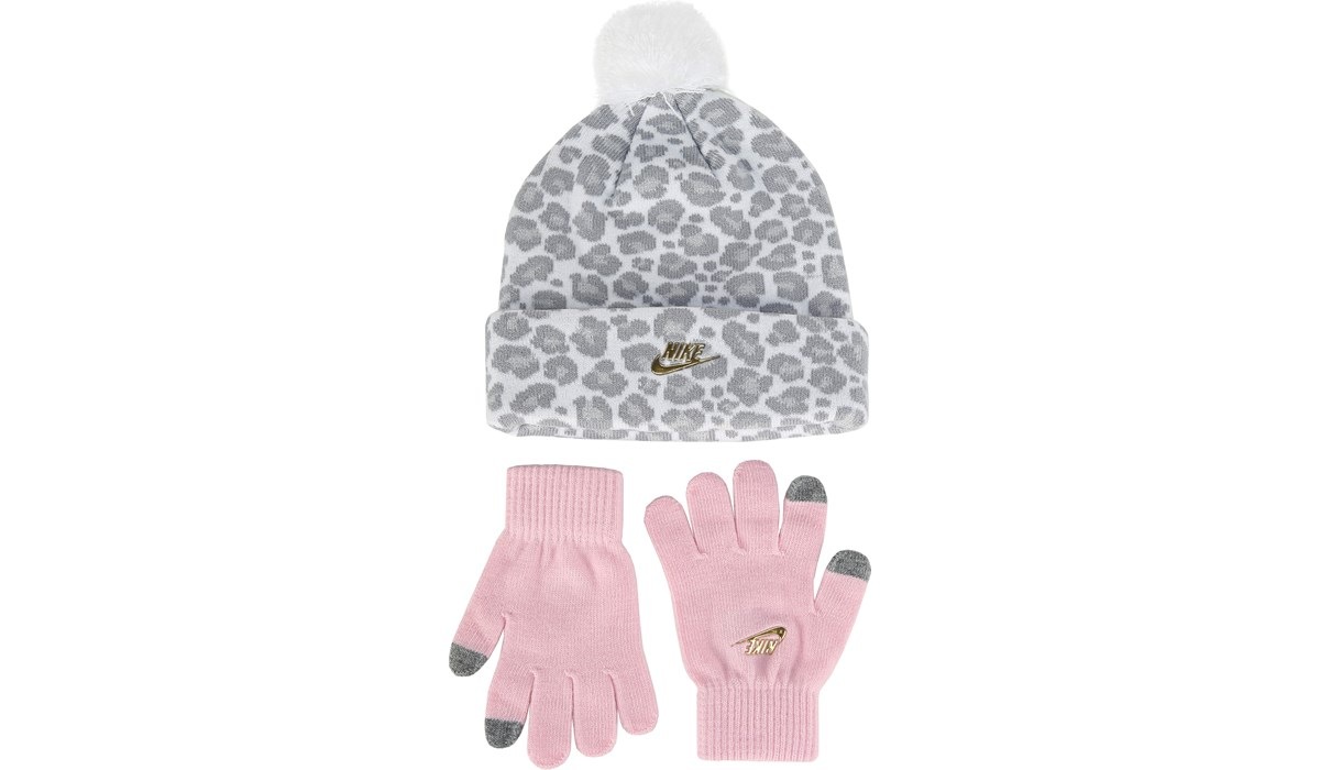 Kids' Leopard Futura Beanie Hat and Glove Set - Right