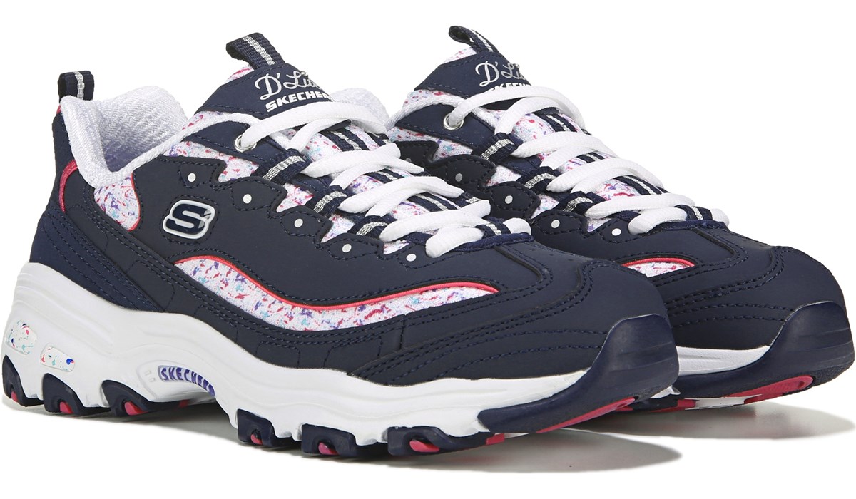 Skechers Women's D'Lites Medium/Wide Sneaker Navy, Sneakers and