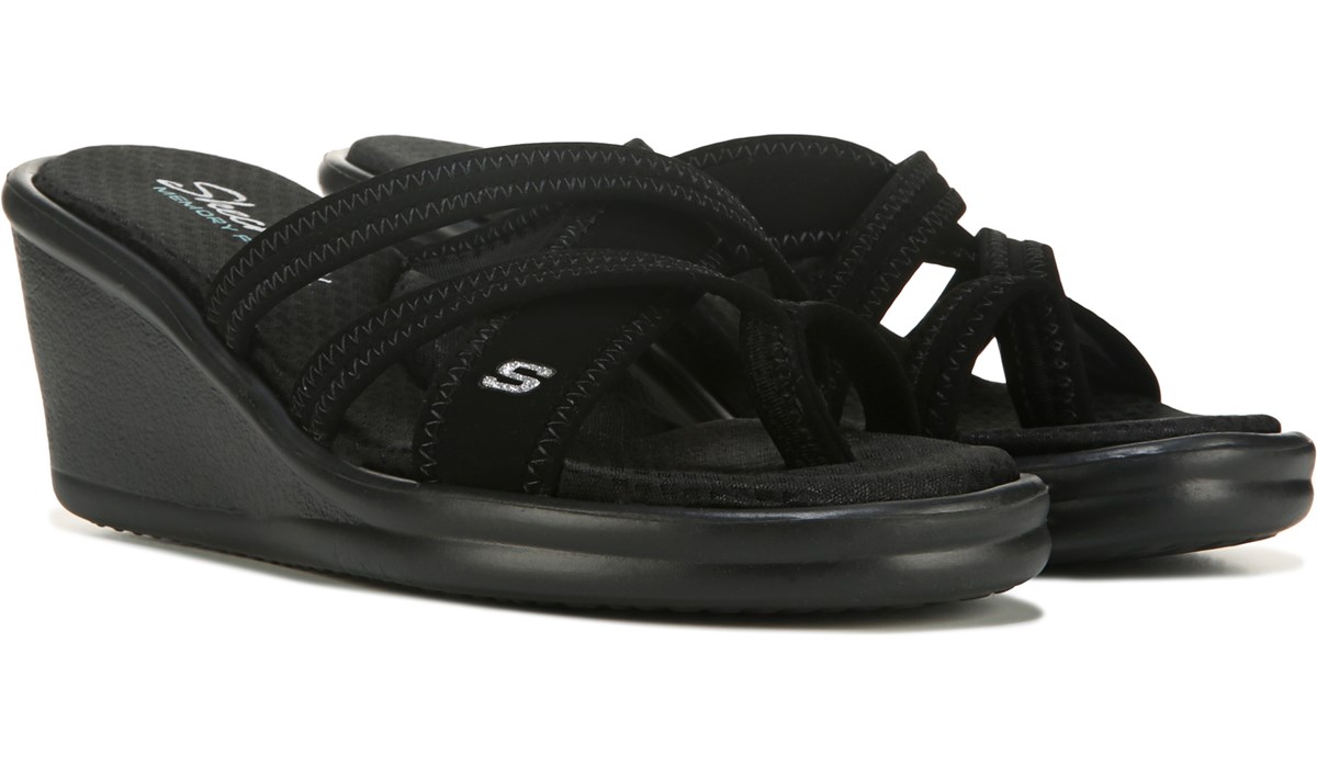 skechers women's rumblers wedge sandal