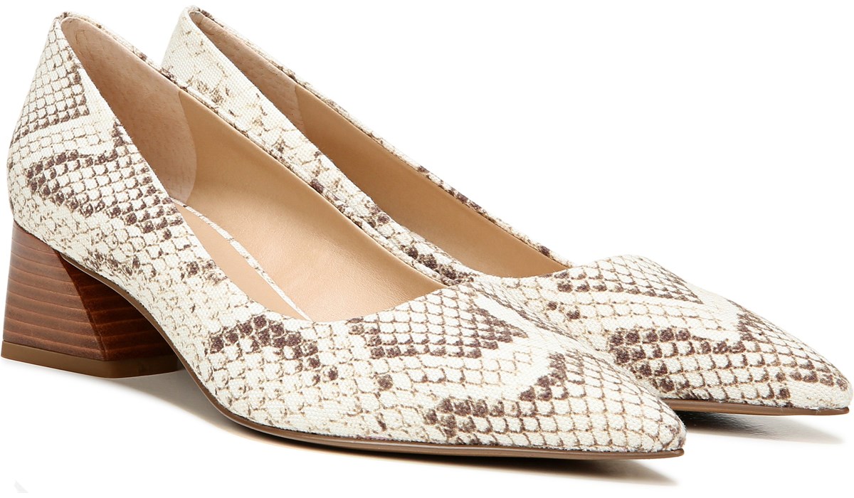 tan block heel pumps