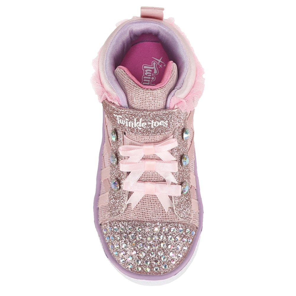 GIRLS SKECHERS TWINKLE TOES PINK LIGHT UP HIGH TOP SNEAKER GYM SHOE TODDLER  5