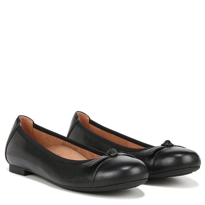Vionic Women's Amorie Medium/Wide Flat Shoes (Black Leather) - Size 6.5 M