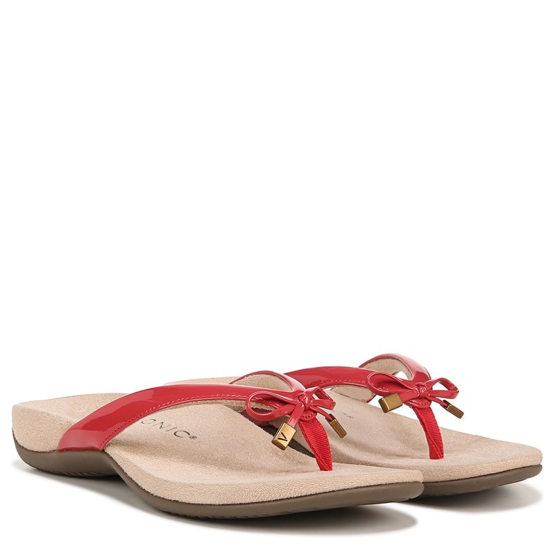 Vionic Women's Bella Narrow/Medium/Wide Flip Flop Sandals (Red Synthetic) - Size 8.0 N