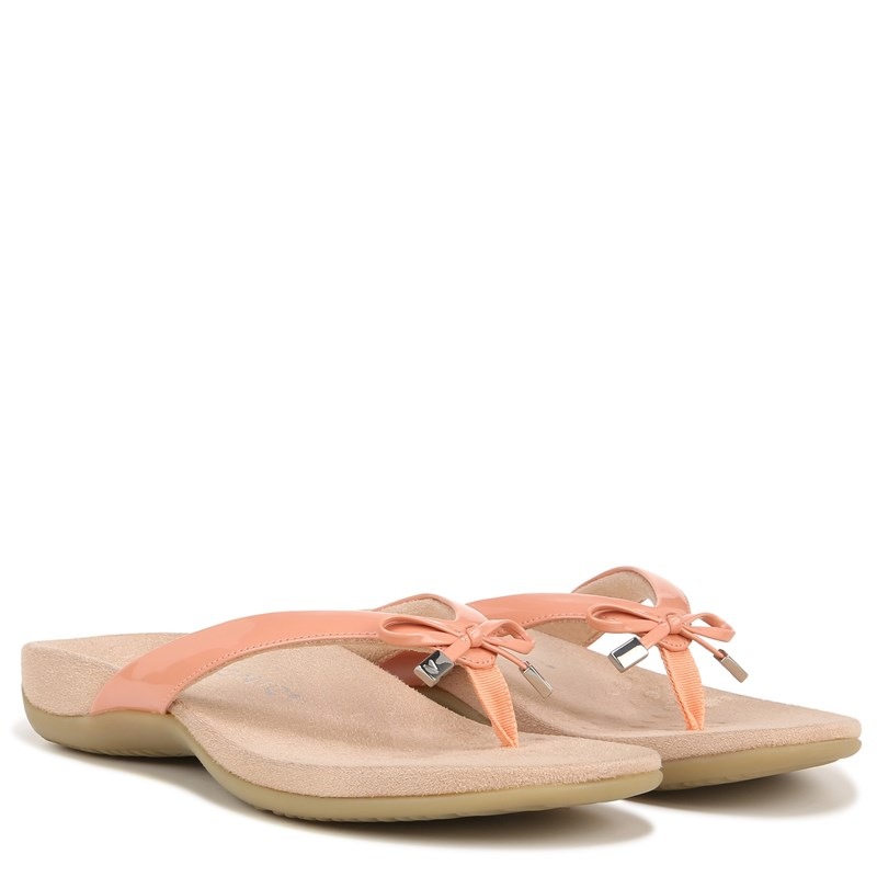 Vionic Women's Bella Narrow/Medium/Wide Flip Flop Sandals (Orange Synthetic) - Size 8.5 W