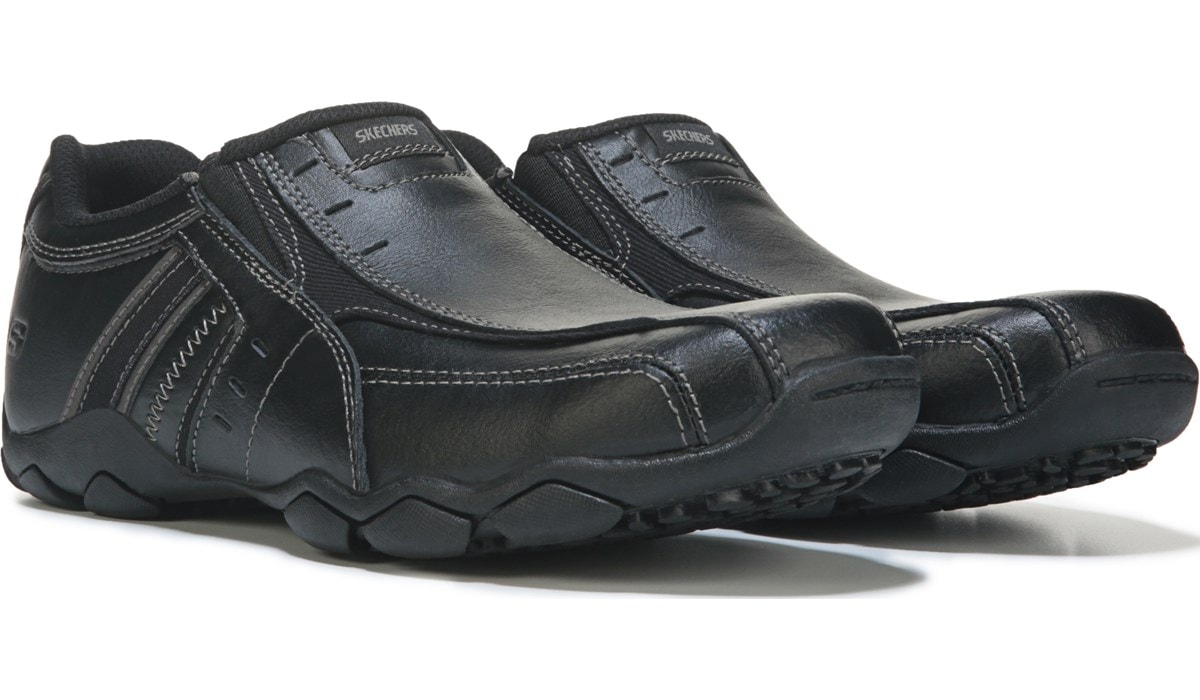 skechers mens leather slip on shoes