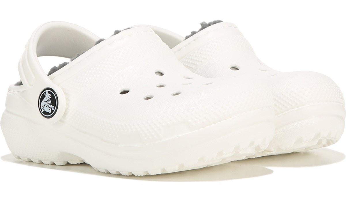 kids white lined crocs