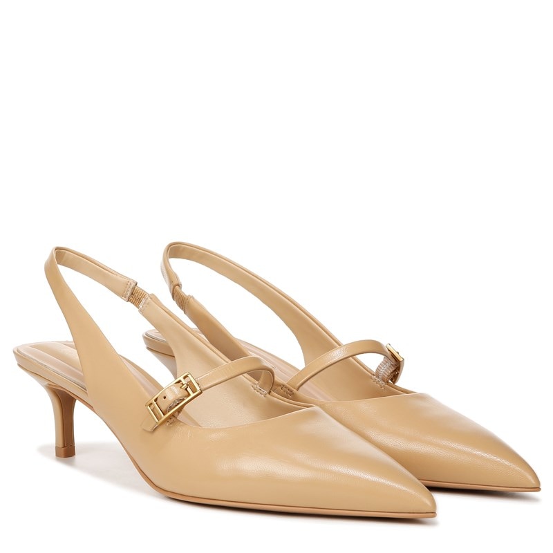 Franco Sarto Women's Khloe Slingback Pump Shoes (Nude Beige Leather) - Size 5.0 M