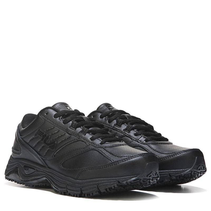 Fila Women's Memory Flux Foam Wide Slip Resistant Shoes (Black) - Size 9.0 W