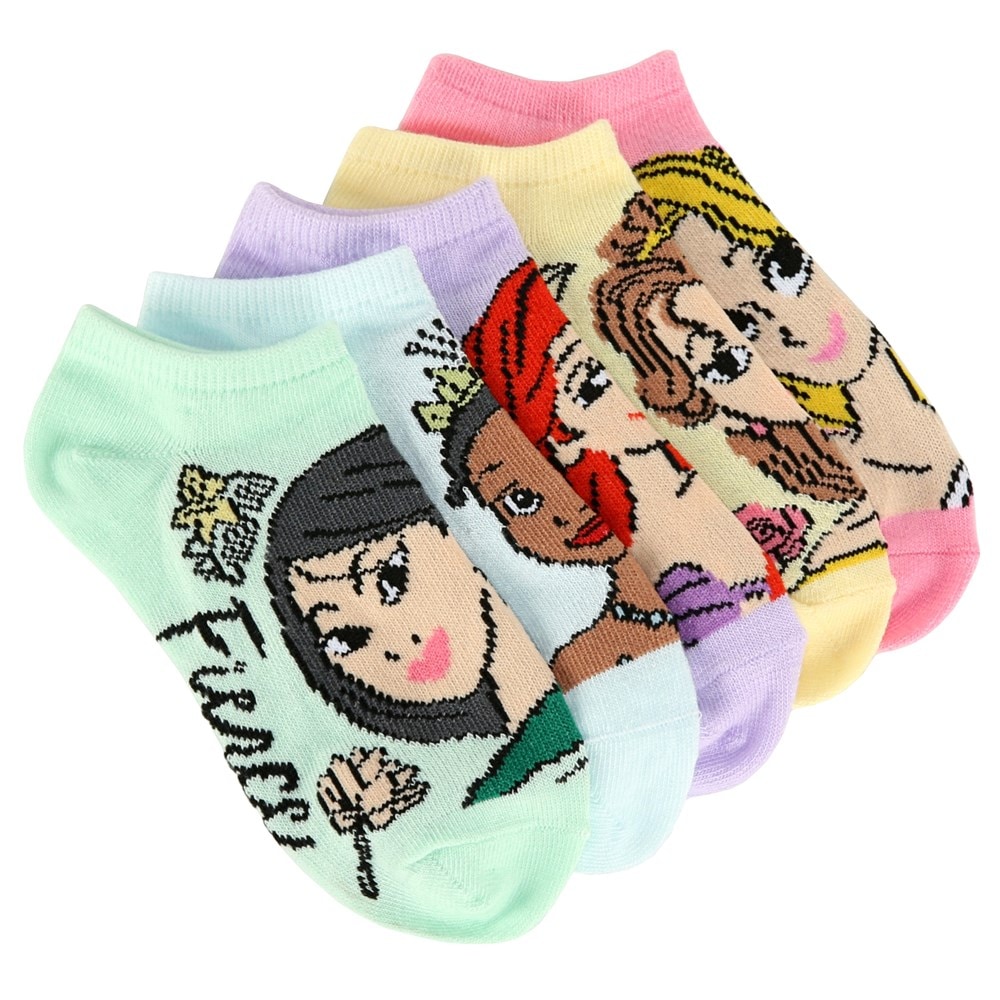 Kids' 5 Pack Disney Princess No Show Socks