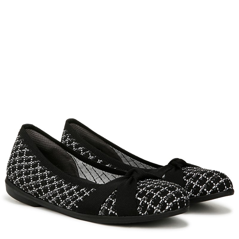 Lifestride Women's Kissed Ballet Flat Shoes (Black Plaid Knit Fabric) - Size 7.0 M