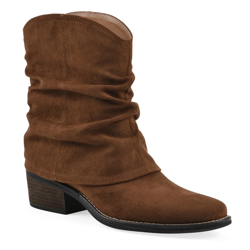 White Mountain Women's Alden Mid Calf Western Booties (Hazelnut Fabric) - Size 9.5 M