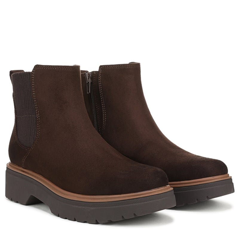 Dr. Scholl's Women's Bring Vibes Chelsea Boots (Dark Umber Microsuede) - Size 6.0 M