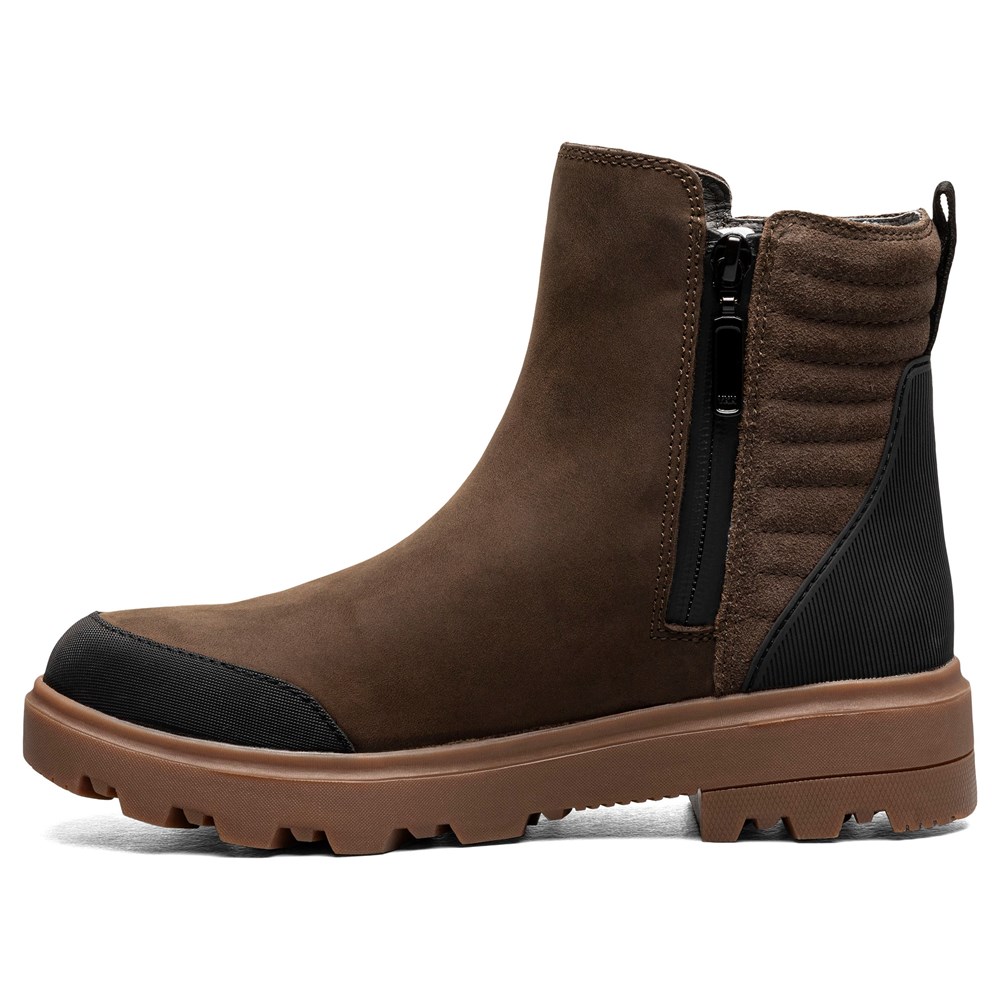 Bogs Womens Holly Zip Leather Boot Rain, Black, 8 並行輸入品 | Bogs Women\u0027s Holly Zip Leather II Hiking Boot, Black