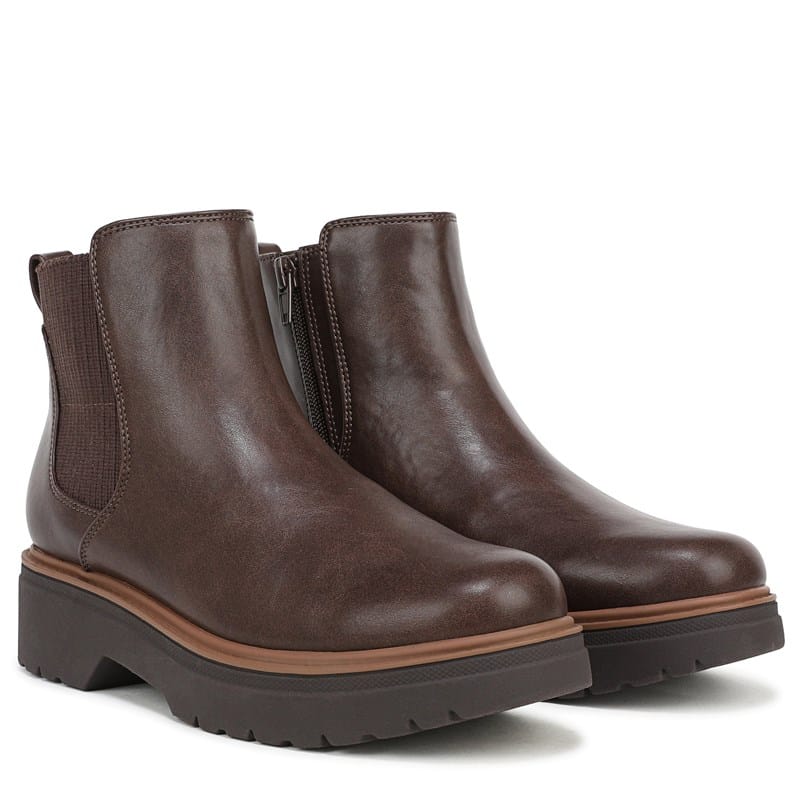 Dr. Scholl's Women's Bring Vibes Chelsea Boots (Brown Faux Leather) - Size 6.5 M