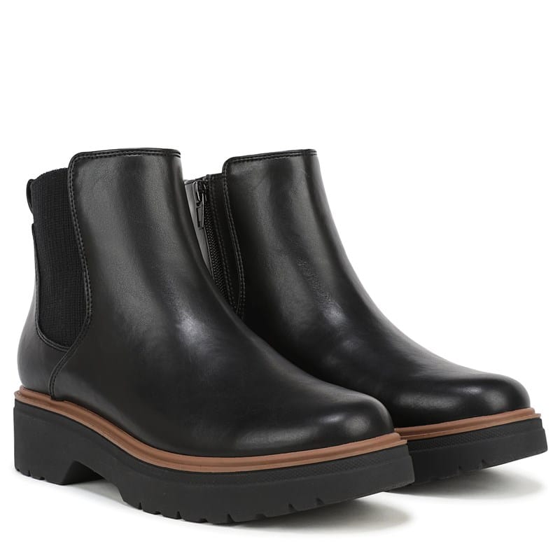 Dr. Scholl's Women's Bring Vibes Chelsea Boots (Black Faux Leather) - Size 8.5 M