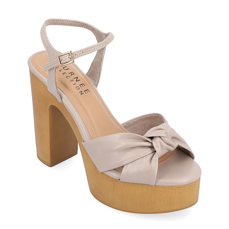 Journee Women's Lorrica Platform Heeled Dress Sandals (Taupe) - Size 9.5 M