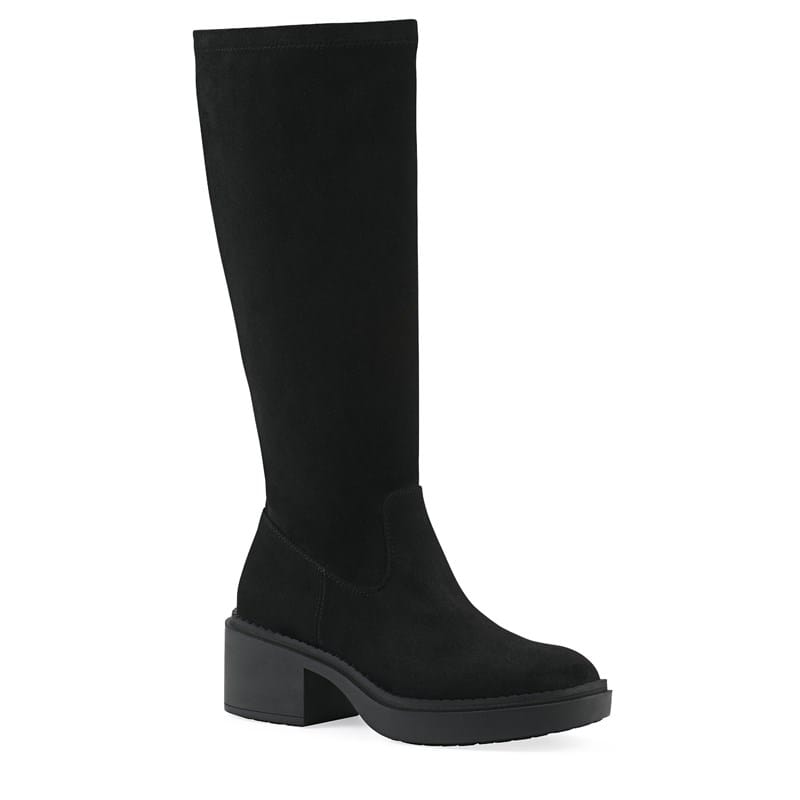 White Mountain Women's Marcella Tall Shaft Block Heel Boots (Black Fabric) - Size 10.0