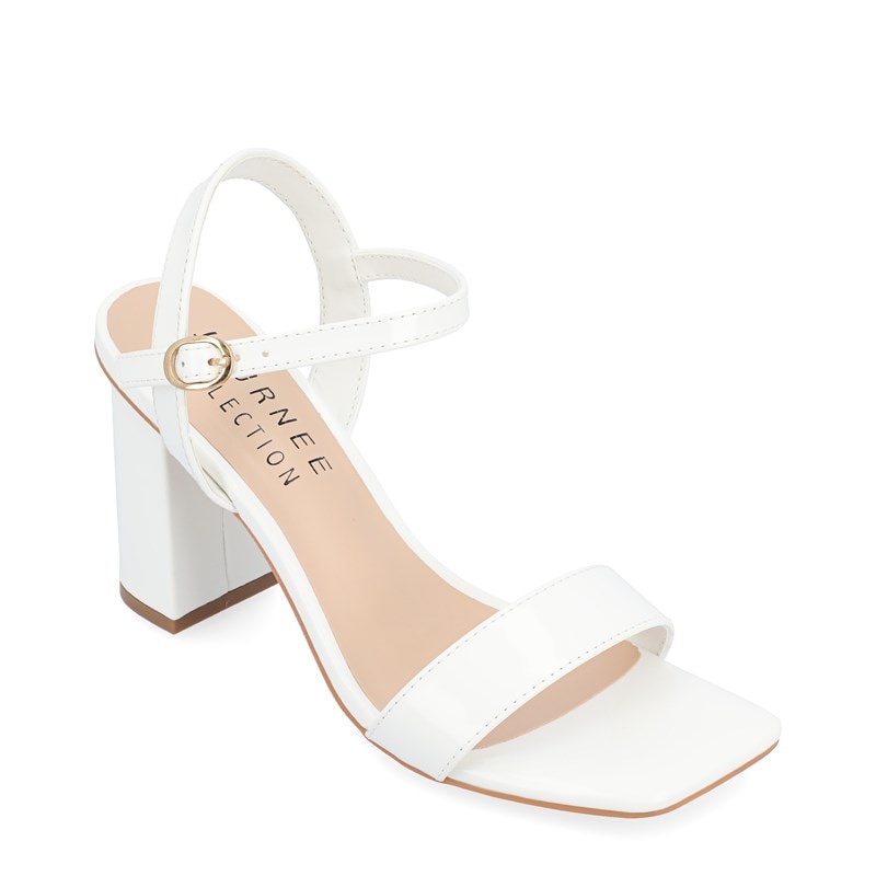 Journee Women's Tivona Block Heel Dress Sandals (White) - Size 8.5 M