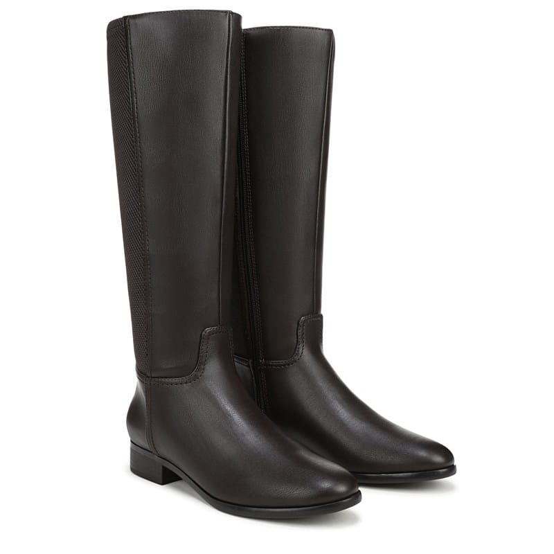 Lifestride Women's Sarah Knee High Boots (Dark Chocolate Faux Leather) - Size 6.5 M
