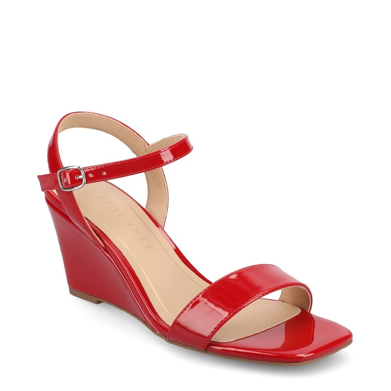 Journee Women's Clayr Wedge Dress Sandals (Patent/Red) - Size 8.0 M