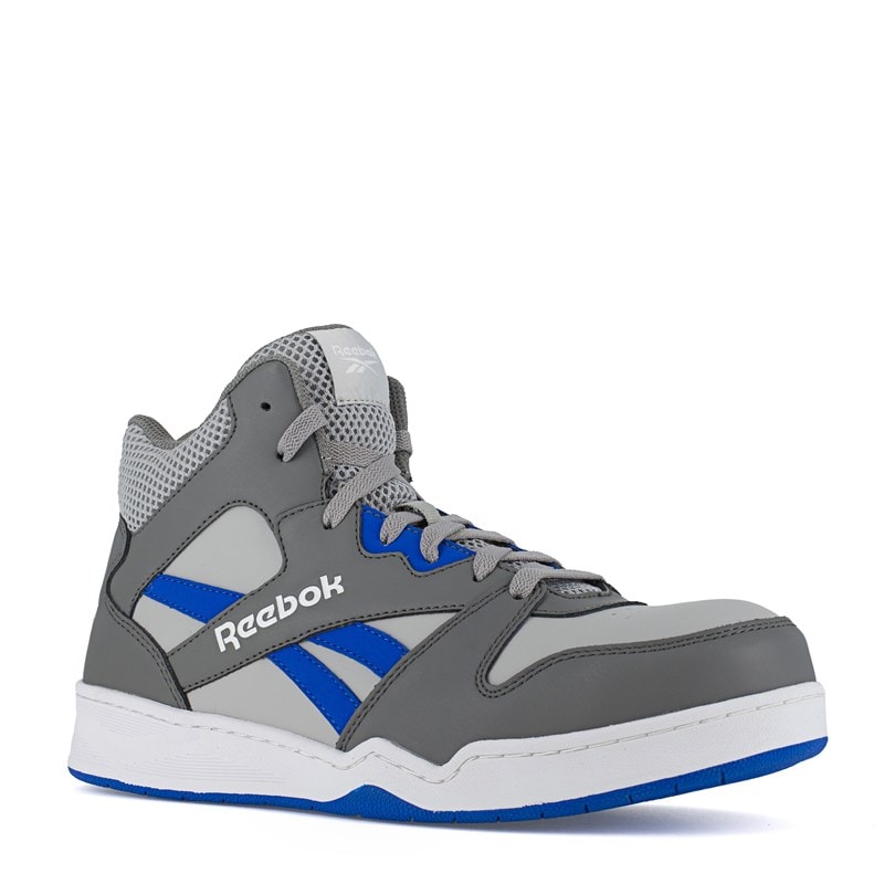 Reebok Work Men's Bb4500 Composite Toe High Top Sneakers (Grey/Cobalt Blue Leather) - Size 10.5 W