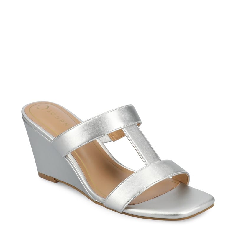 Journee Women's Clodie Wedge Dress Sandals (Silver) - Size 12.0 M