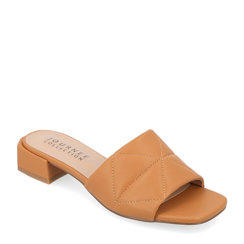 Journee Women's Elidia Block Heel Slide Sandals (Brown) - Size 9.5 M
