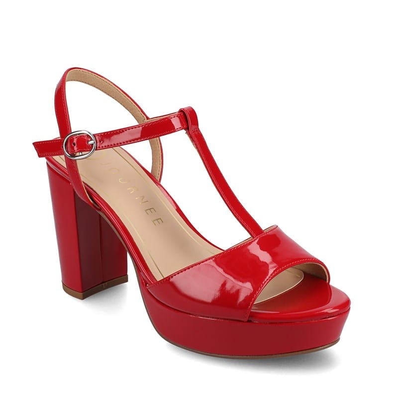 Journee Women's Nalie Platform Dress Sandals (Patent/Red) - Size 8.0 M