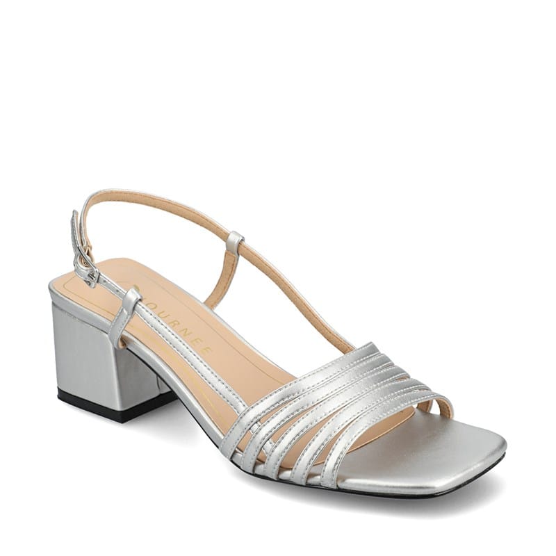 Journee Women's Shayana Block Heel Sandals (Silver) - Size 10.0