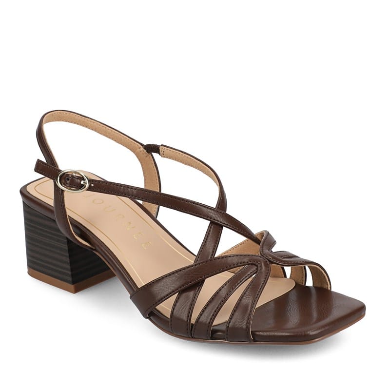 Journee Women's Shyla Block Heel Dress Sandals (Brown) - Size 10.0 M
