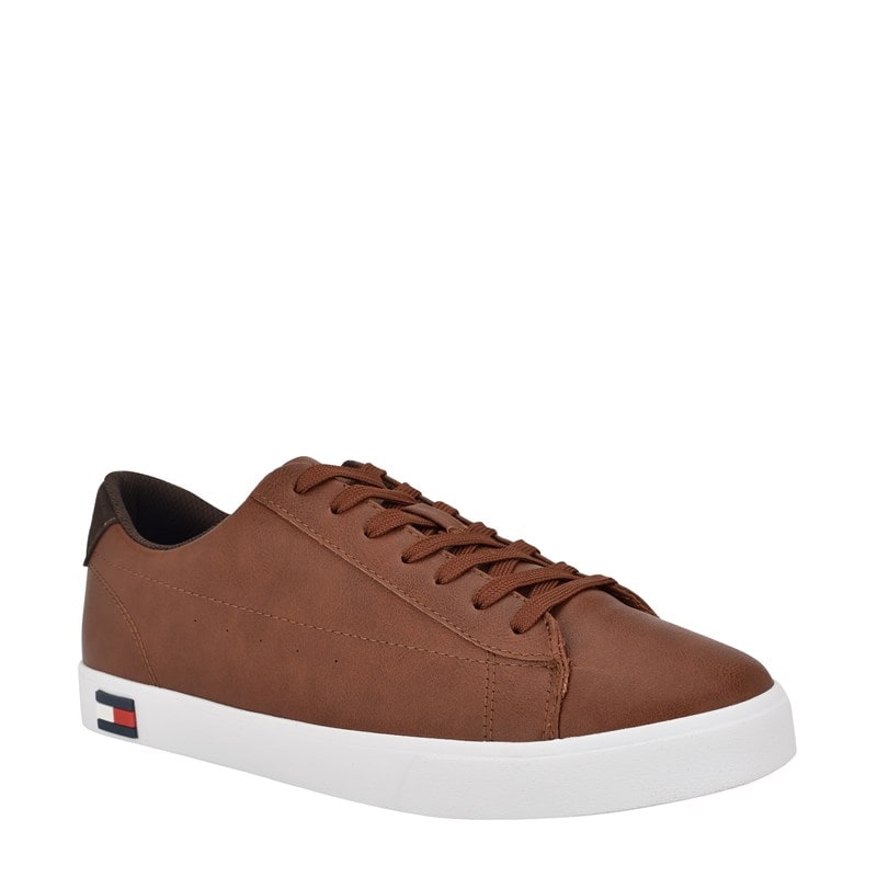 Tommy Hilfiger Men's Risher Low Top Lace Up Sneakers (Cognac/Dark Brown) - Size 8.0 M