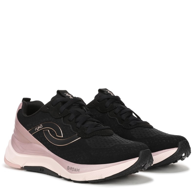 Ryka Women's Uplift Lx Running Sneakers (Black Mesh Fabric) - Size 5.0 M