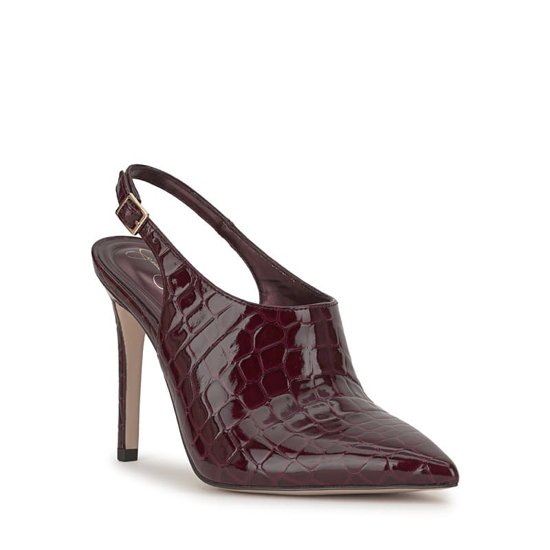 Jessica Simpson Women's Pavie Pointed Toe High Heel Mule Shoes (Cherry Mahogany) - Size 6.0 M