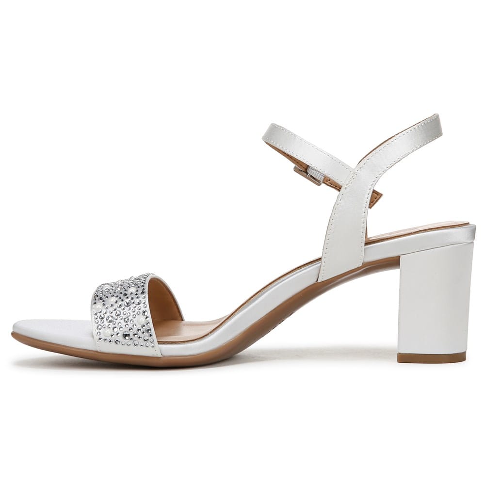 Naturalizer Women's Bristol Block Heel Dress Sandals - Pearl White Fabric - Size 8.5 Wide