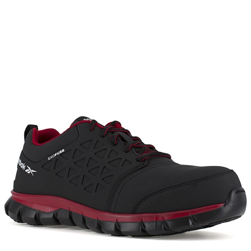 Reebok Work Men's Sublite Electrical Hazard Composite Toe Work Sneakers (Black/Red) - Size 13.0 W