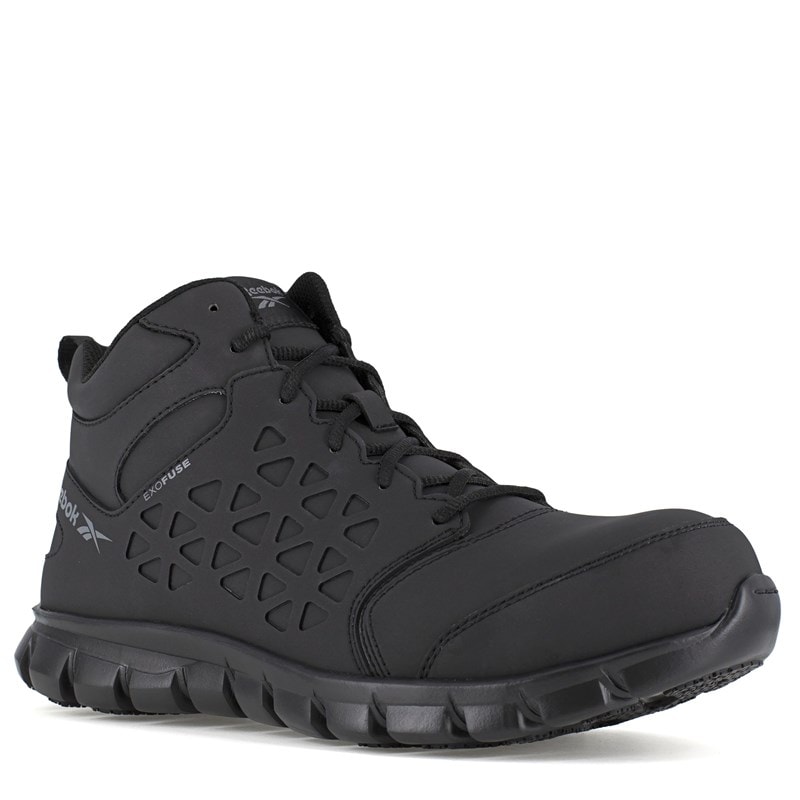 Reebok Work Men's Sublite Mid Top Composite Toe Work Shoes (Black Fabric) - Size 12.0 W