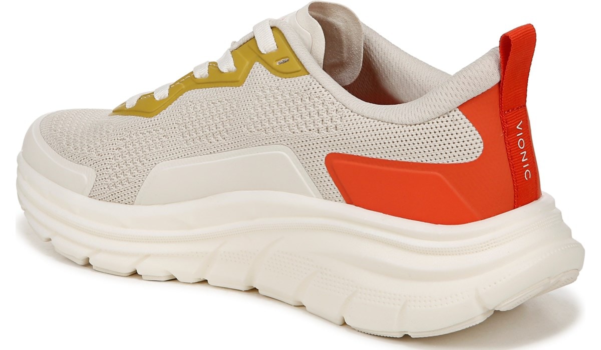 (取寄) バイオニック レディース ウォーク マックス VIONIC women Walk Max Cream/Tangerine Tango White PU Vionic Women's Walk Max Sneaker | Famous Footwear