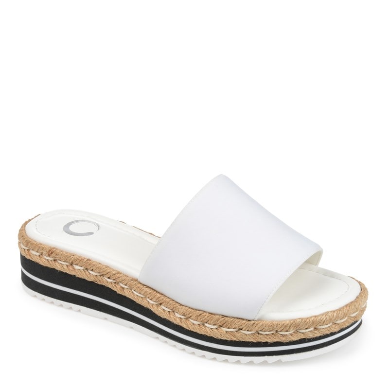 Journee Women's Rosey Espadrille Slide Sandals (White) - Size 9.5 M