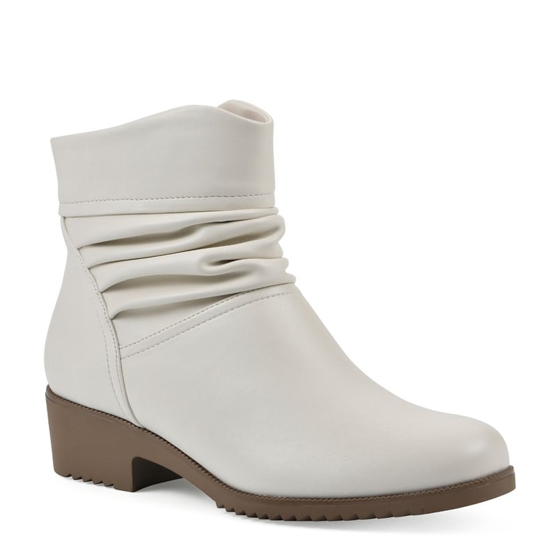Cliffs by White Mountain Women's Durbon Ankle Booties (Winter White Faux Leather) - Size 7.5 M