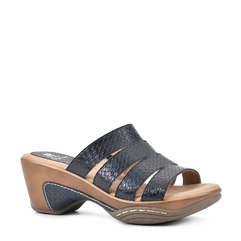 White Mountain Women's Valora Slide Sandals (Black/Silver) - Size 7.0 M