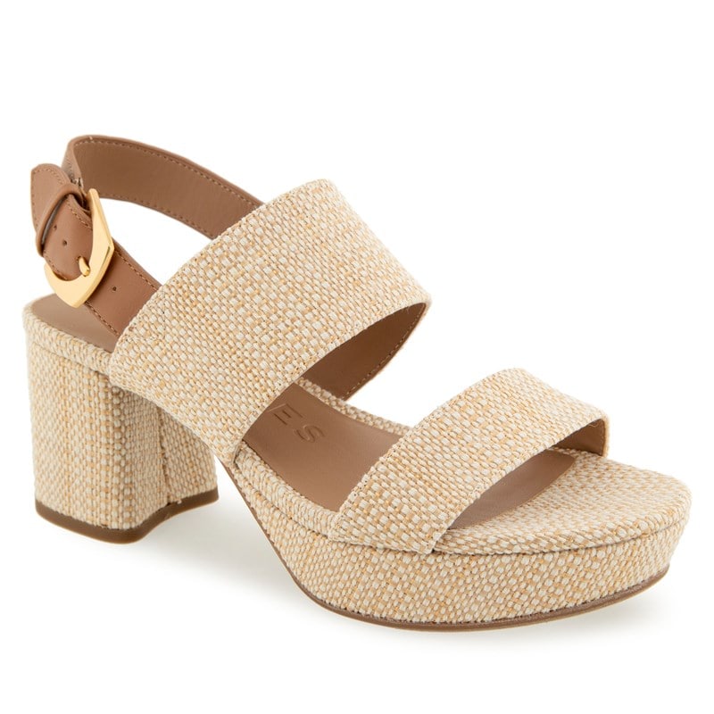 Aerosoles Women's Camilia Wide Platform Sandals (Natural Raffia/Tan) - Size 8.0 W