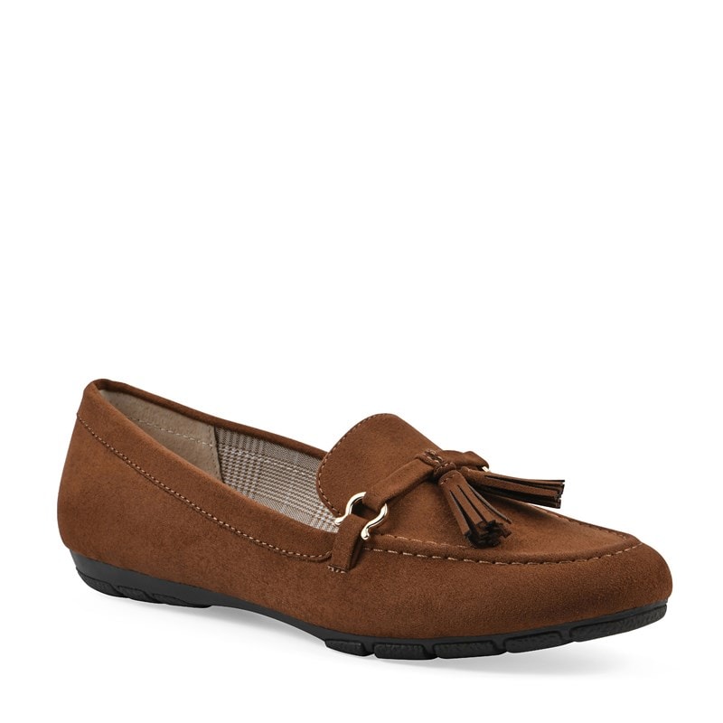 Cliffs by White Mountain Women's Gush Moc Toe Loafers (Whiskey Faux Suede) - Size 7.0 M