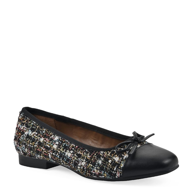 White Mountain Women's Bocci Ballet Flat Shoes (Black Boucle Fabric Multi) - Size 10.0 M