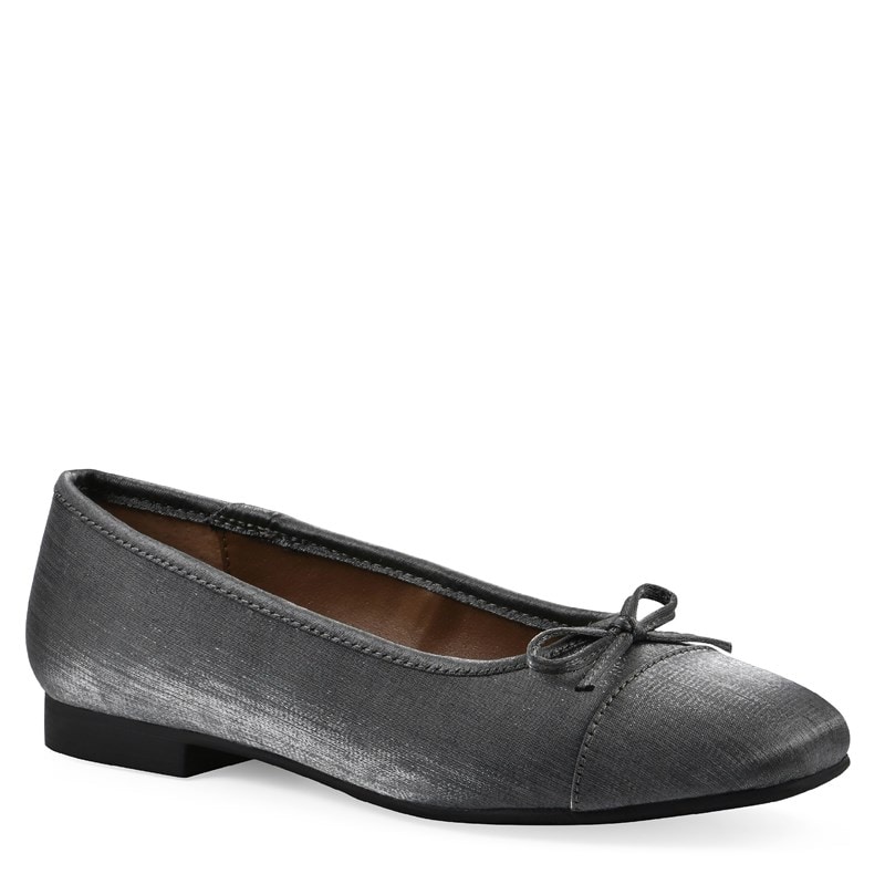 White Mountain Women's Bocci Wide Ballet Flat Shoes (Gunmetal Shimmer Fabric) - Size 6.0 W