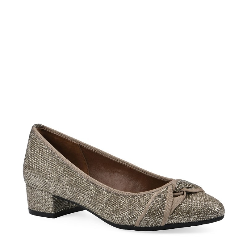 White Mountain Women's Bordeaux Block Heel Pump Shoes (Gold Glitter Fabric) - Size 10.0 M