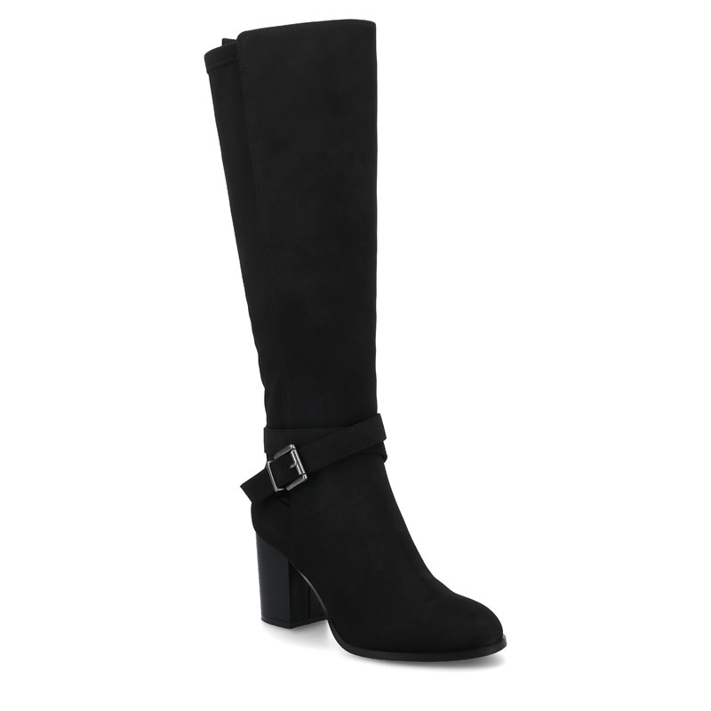 Journee Women's Avalonn Knee High Extra Wide Calf Dress Boots (Black Suede) - Size 10.0 M