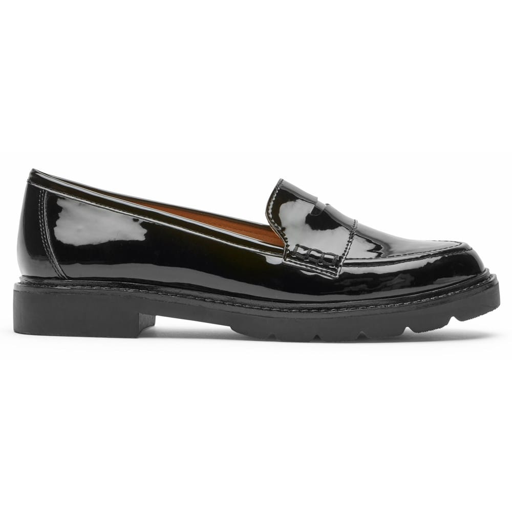 Mocassins Femme Rockport En Cuir Noir - Taille 9M, Occasion