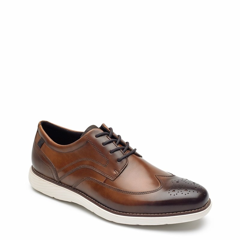 Rockport Men's Garett Plain Toe Oxford Shoes (Cognac Leather) - Size 12.0 M